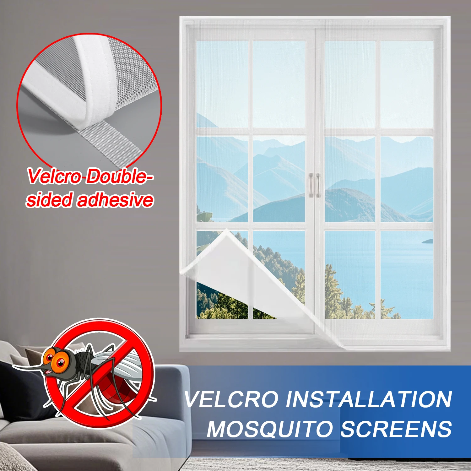 Window mosquito net, summer mosquito prevention, window screen, self-adhesive mosquito net, durable