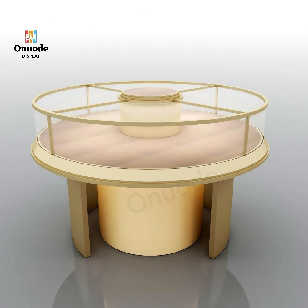 맞춤형 원형 유리 쇼케이스 카운터, 쇼핑몰 및 보석 매장 진열을 위한 모던 럭셔리 주얼리 디스플레이 테이블
