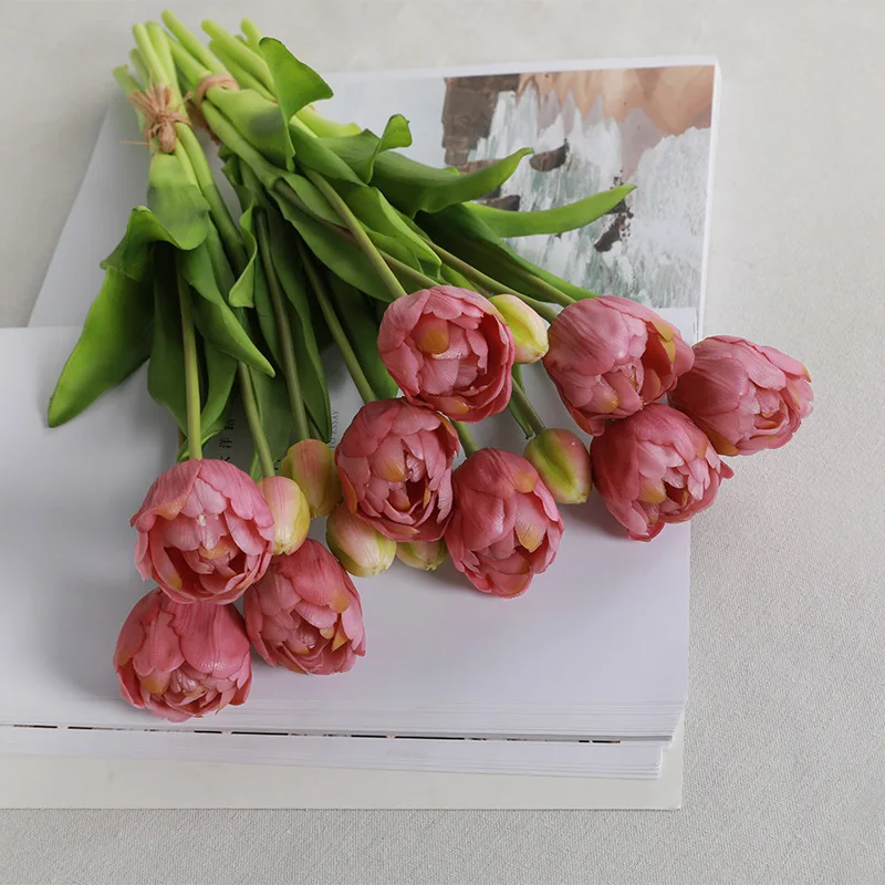 

5 Heads Latex Tulips Bouquet Real Touch Artificial Flowers Home Decoration Wedding Bridal Bouquet Party Decor Fake Tulip Flowers