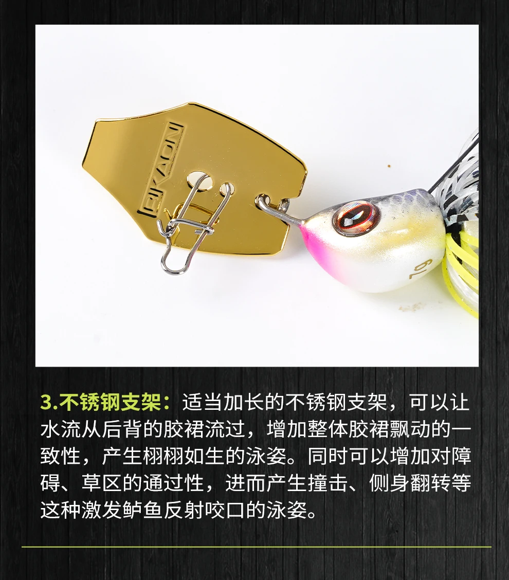 RIKAON Flash Blade Chatter Bait Ultra Fast Vibrat JIG 7g/10g mit 2 Stück Titanlegierungsdraht für Bass Barsch Hecht – Detail 6