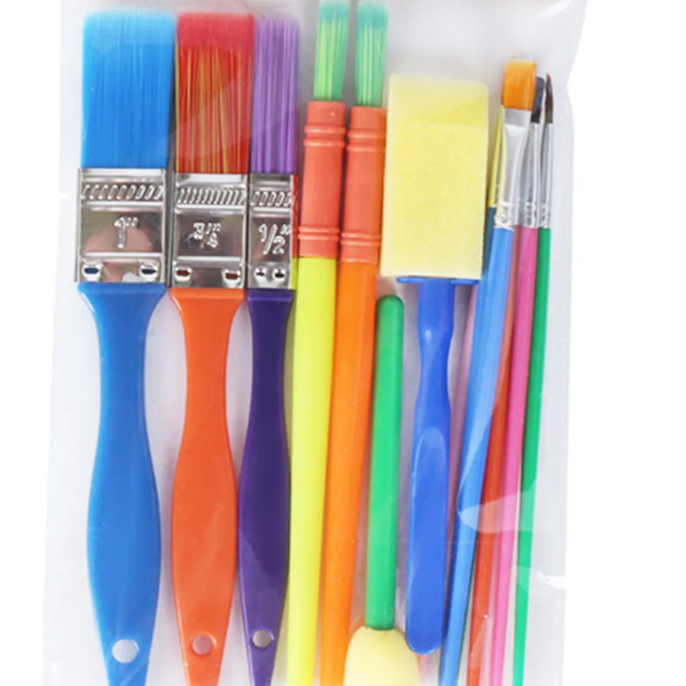 15Pcs 페인팅 스폰지 브러쉬 세트 다양한 모양 색상 조기 DIY 학습을위한 ..
