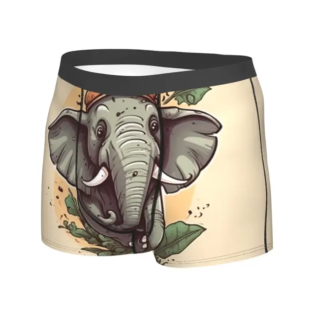 Elephant Underwear Nature Style Cartoon Funny Panties Print Shorts Briefs  3D Pouch Men's Large Size Boxer Shorts - AliExpress