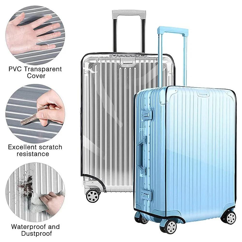 Full Transparent PVC Luggage Protector Cover Thicken Suitcase Dustproof Suitcase Cover Rolling Luggage Cover Travel Accessories