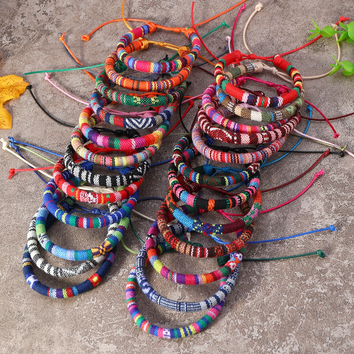 Woven Bracelets 24pcs Bohemian 2 Style Woven Bracelets Set Random Colorful Cloth Art Friendship Surf Bracelet For Men Women