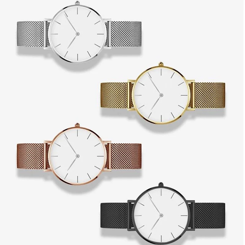 Stainless Steel Milanese Mesh Watch Strap with Safety Buckle - Universal Flat Head Wristband