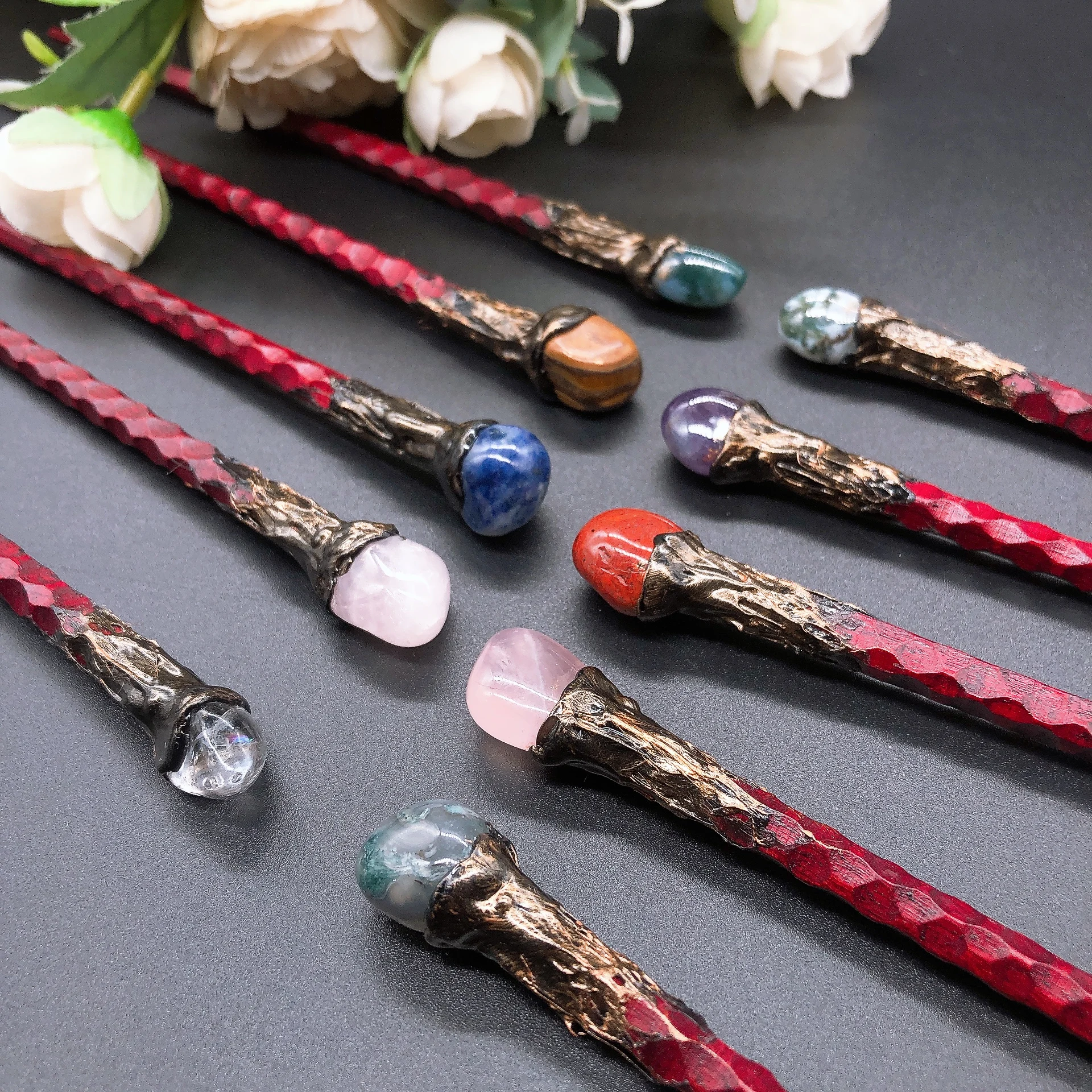 Natural Citrine Amethyst Magic Wand Witchcraft Crystal Quartz Stone Scepter Props DIY Hairpin Healing Home Decor Children Gift 5