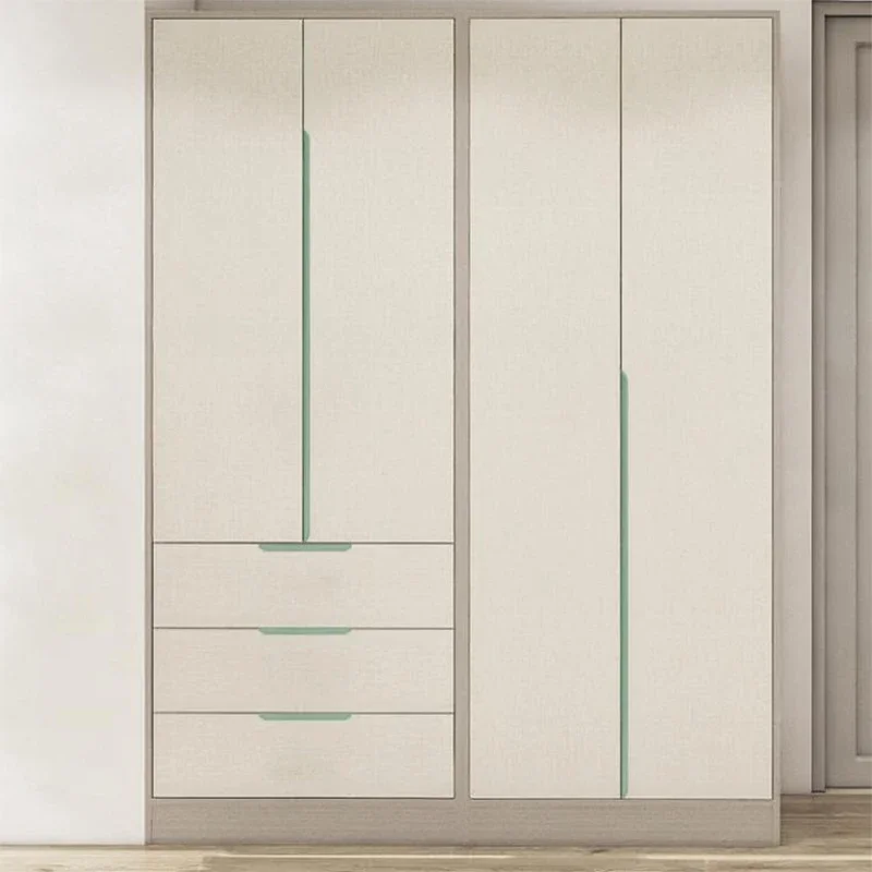 Sleek Cashmere Gray Hidden Handle Cabinet Door with Minimalist Gold Accent