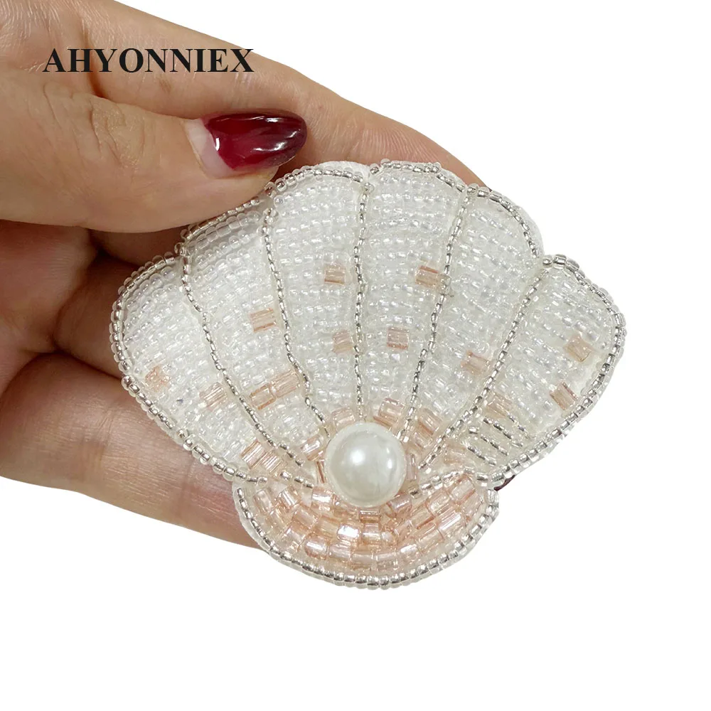 의류용 3D 불가사리 껍질 패치 DIY 바느질 패치 비즈 장식 패치 의류 장 자수 패치