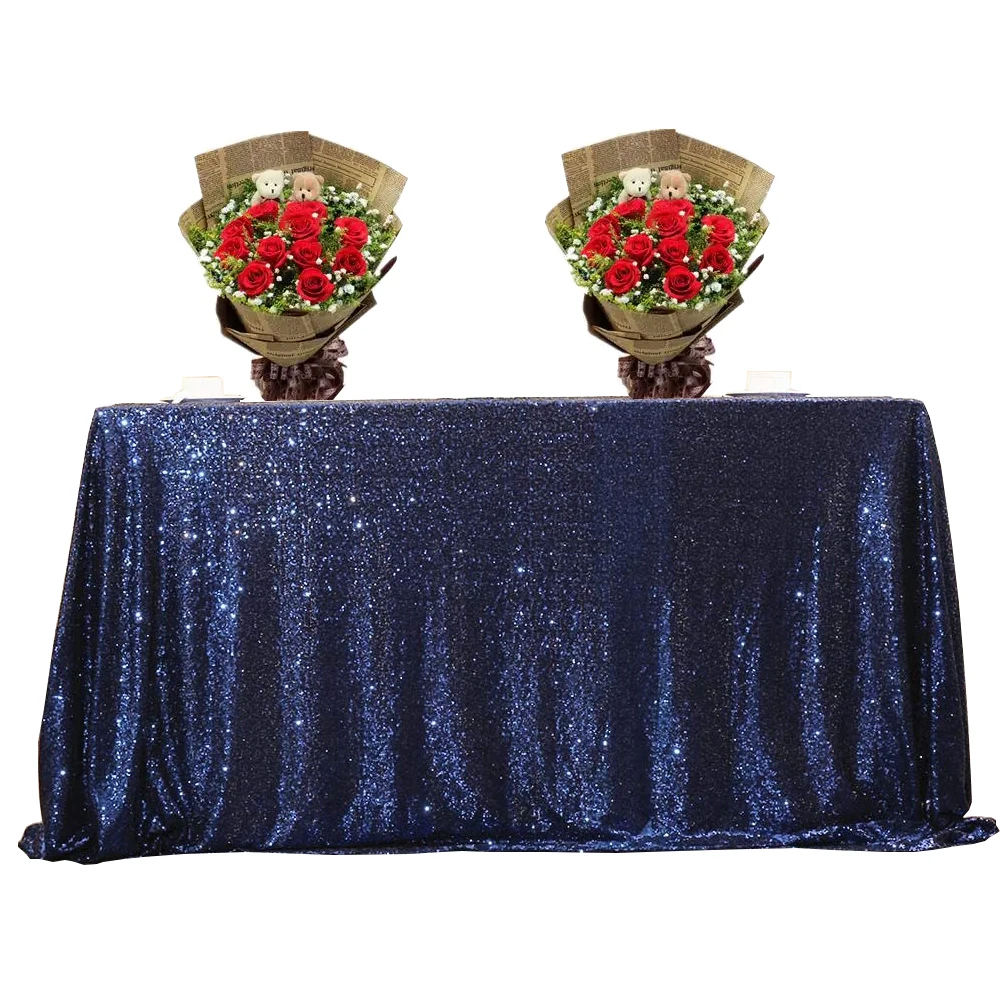 

60 X 102 Inch Fabric Glitter Sequin Tablecloth Wedding Banquet Christmas Party Rectangle Table Cover