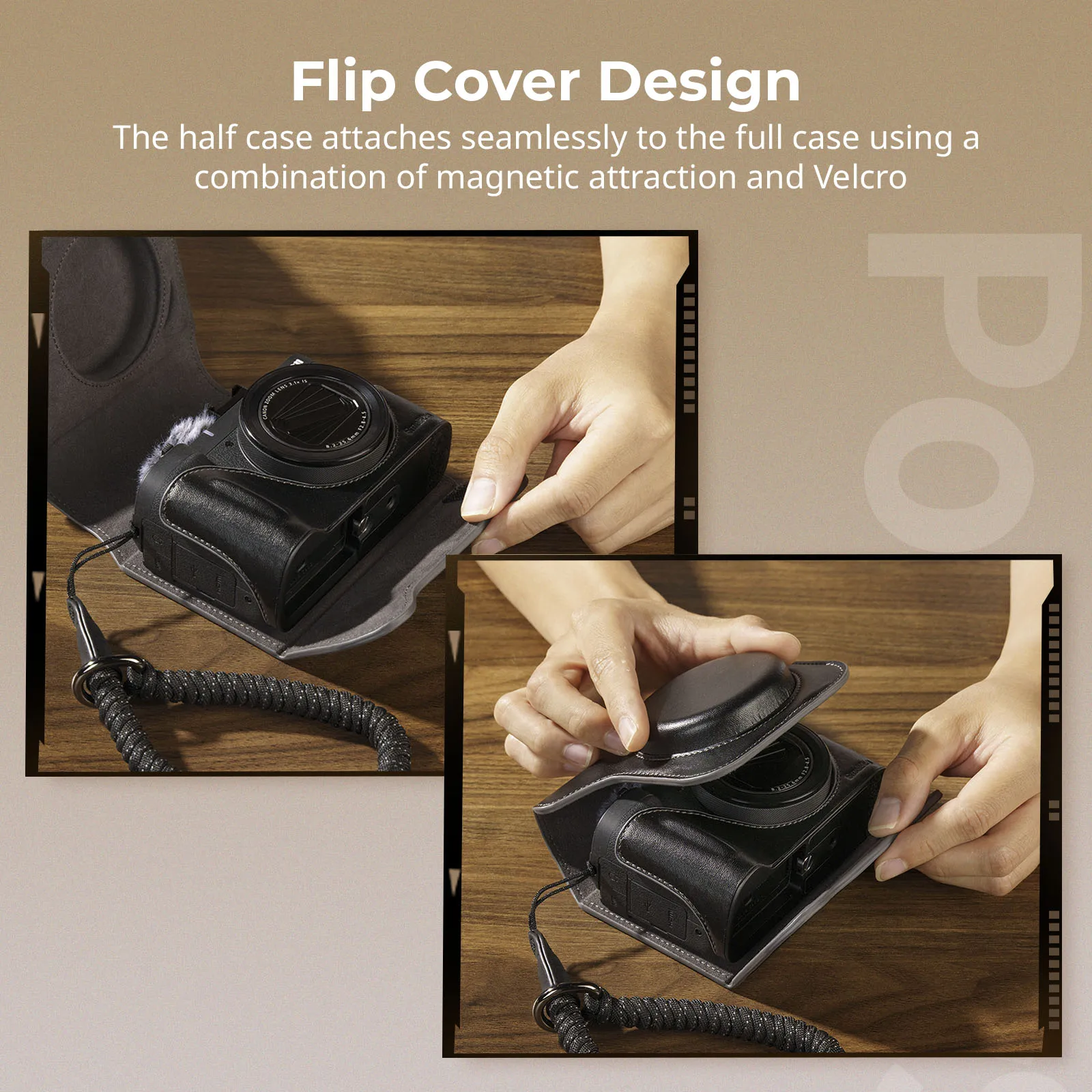 PowerShot V1 Camera Leather Case Kit for Canon PowerShot V1, with Wrist Stra & F