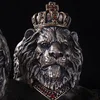 Retro Crown Lion Ring For Men Silver Color Punk Gothic Adjustable Open Ring Rock Hip Hop Handmade Jewelry Accessories Man Gift 1