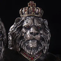 Retro Crown Lion Ring For Men Silver Color Punk Gothic Adjustable Open Ring Rock Hip Hop Handmade Jewelry Accessories Man Gift 1