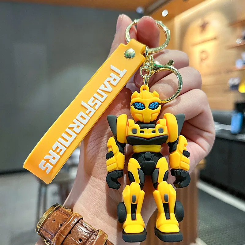 Transformers Keychain Action Figures Optimus Prime Bumblebee Pendants Anime Car Key Ring Cartoon Doll Backpack Pendant Toys Gift