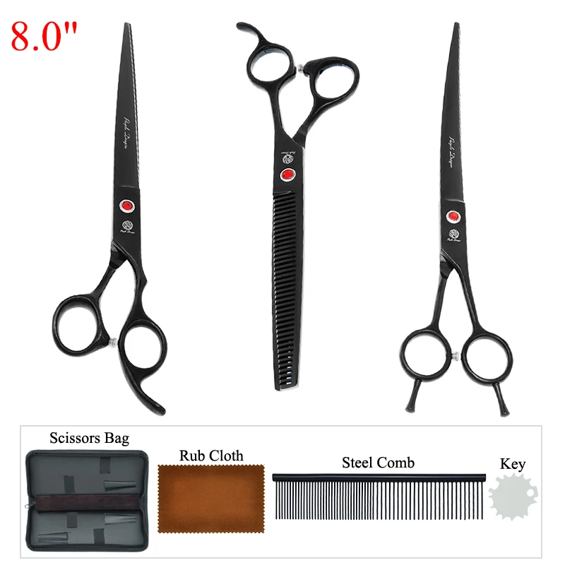 8 inch Purple Dragon Pet Grooming Scissors Set with Comb Animal Straight Curved Cutting Thinning Shears Dog Hair Trimmer B0044B