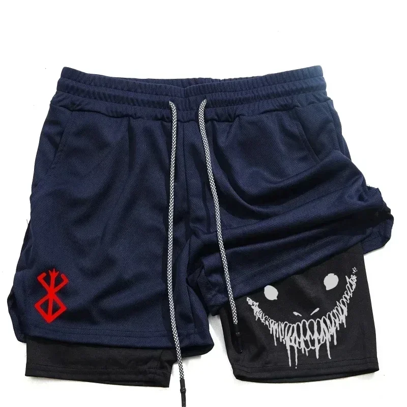 Berserk Men's Sports Shorts 2 in 1, Quick-drying Running Shorts, Gym and Fitness Training Double-layer Shorts for Men 4
