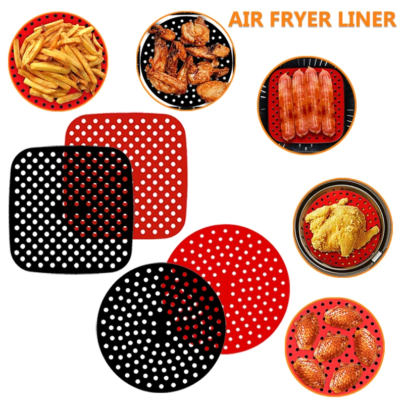 Reusable Air Fryer Liners Square Non-Stick Silicone Pad Basket Mat US New 
