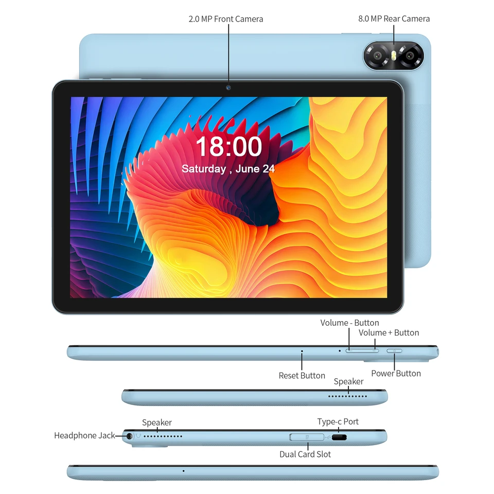 PRITOM TOUCH 10 Plus 10 Inch Android 13 Tablet, 8(4+4)GB+64GB 1TB
