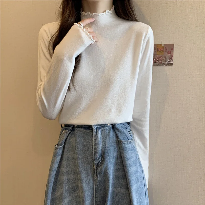 Autumn Women Knitted Long Sleeve Slim Tops