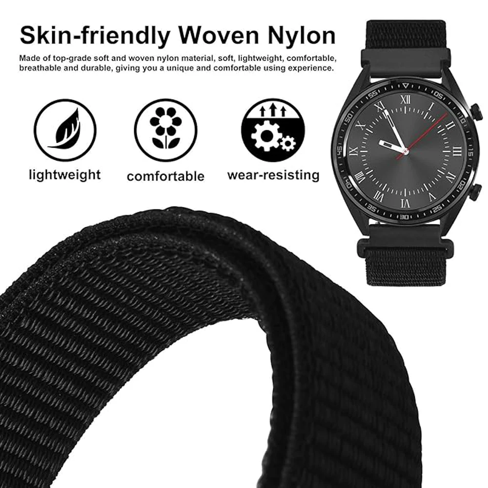 Versatile 20/22mm Nylon Loop Band – Durable Woven Bracelet Strap