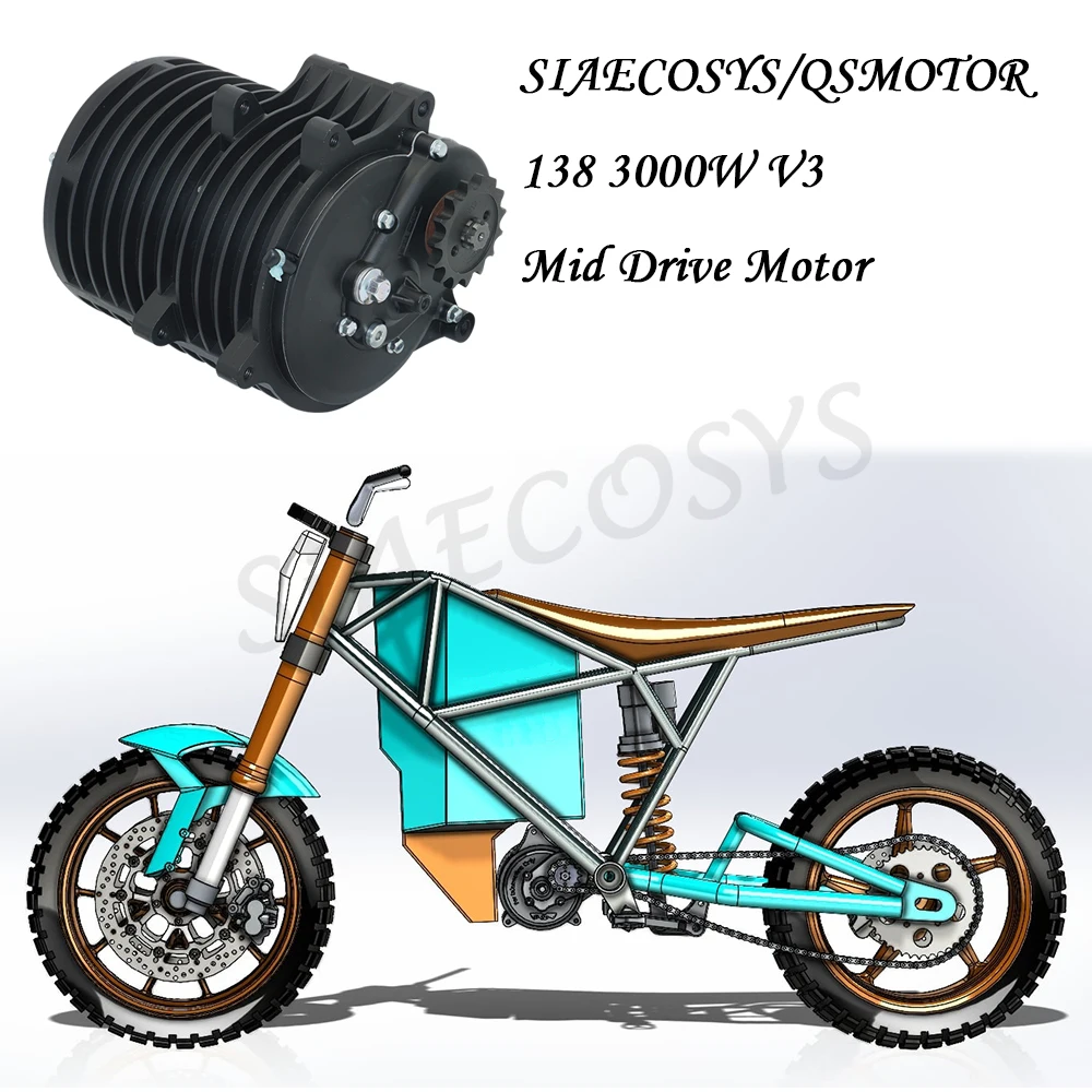 QSMOTOR 138 3000W V3 70H 5500W Max continuous 72V 100KPH Mid drive Motor with EM150-2SP Controller for go-kart