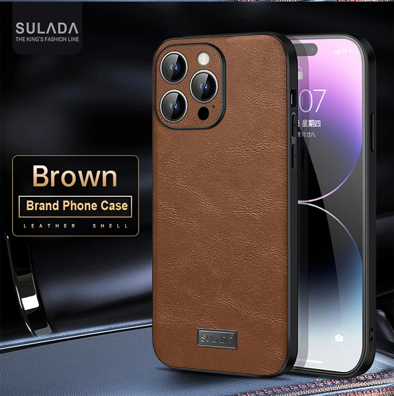 

Genuine Leather For iPhone 15 Pro Max Case High end Brand Phone Back Case For iPhone 15 Pro Max iPhone15 Cover Bumper Shell Skin