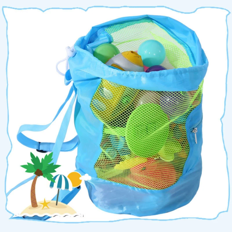 Przenośna torba na plażę składana torba pływająca z siatki dla dzieci zabawki na plażę torba kosz do przechowywania dzieci na zewnątrz wodoodporna sakwa do pływania dla dzieci