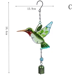Sakura Cherry Blossom Pattern Handmade Japanese Glass Wind Chime for Home, Spa, and Office Decor (Green Hummingbird)