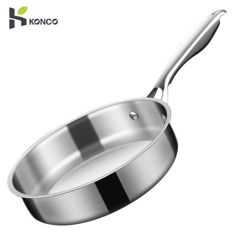 16cm/20cm Frying Pan Stainless Steel Frying Pan Non Coated Flat Bottom