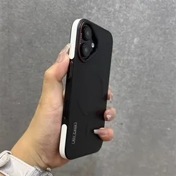 Luxury Matte Leather Magnetic Phone Case with Wireless Charging & Shockproof Bumper - iPhone 14 Pro (Black)