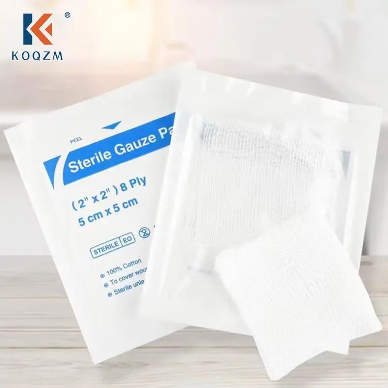 

10pc 7.5x7.5cm/10x10cm Cotton Waterproof Gauze Pad Non-adherent Pad First Aid Kit Wound Dressing Tapes Sterile Medical Gauze Pad