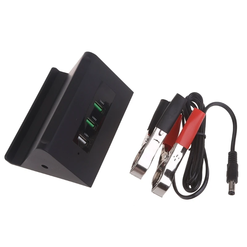 QC3.0 USB Fast Charger Power Adapter 3 Ports Automatically Shunt Charging for Android with Battery Clip 3 Port for Motorbike USB