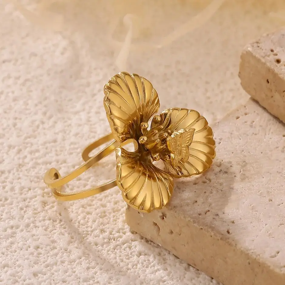 Butterfly Fashion Rings For Women Stainless Steel Adjustable