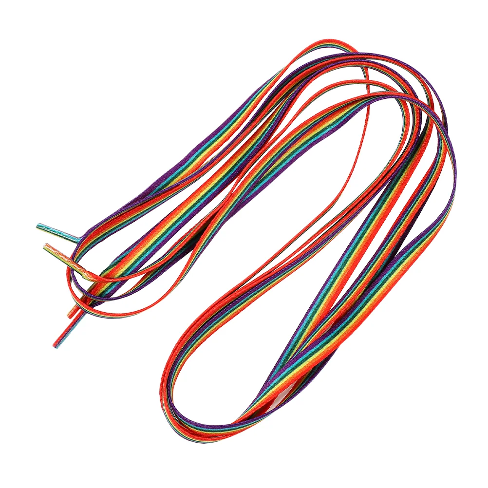 

Rainbow Gradient Laces Shoe Fashion Tie Versatile Shoes Polyester Vertical Stripes Shoelaces Canvas Ties