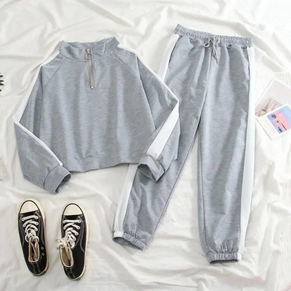 

Fall Women Clothing Set Stylish Women's Tracksuit Set with Stand Collar Elastic Waist Wide Leg Pants for Fall Spring Fashion