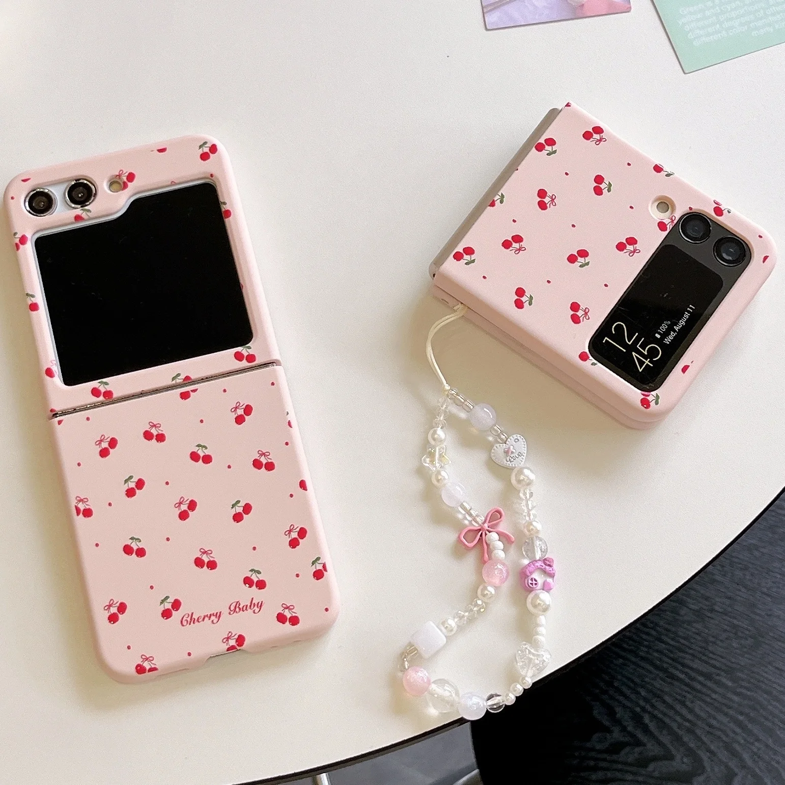 Cherry-Themed Shockproof Bracelet Phone Case with Skin-Feel Texture