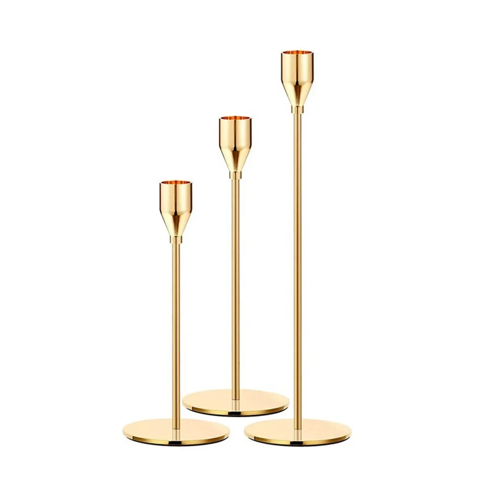 Chinese Style Metal Candle Holders Simple Golden Wedding Decoration Bar Party Living Room Home Decor Candlestick 3Pcs/Set candle holders