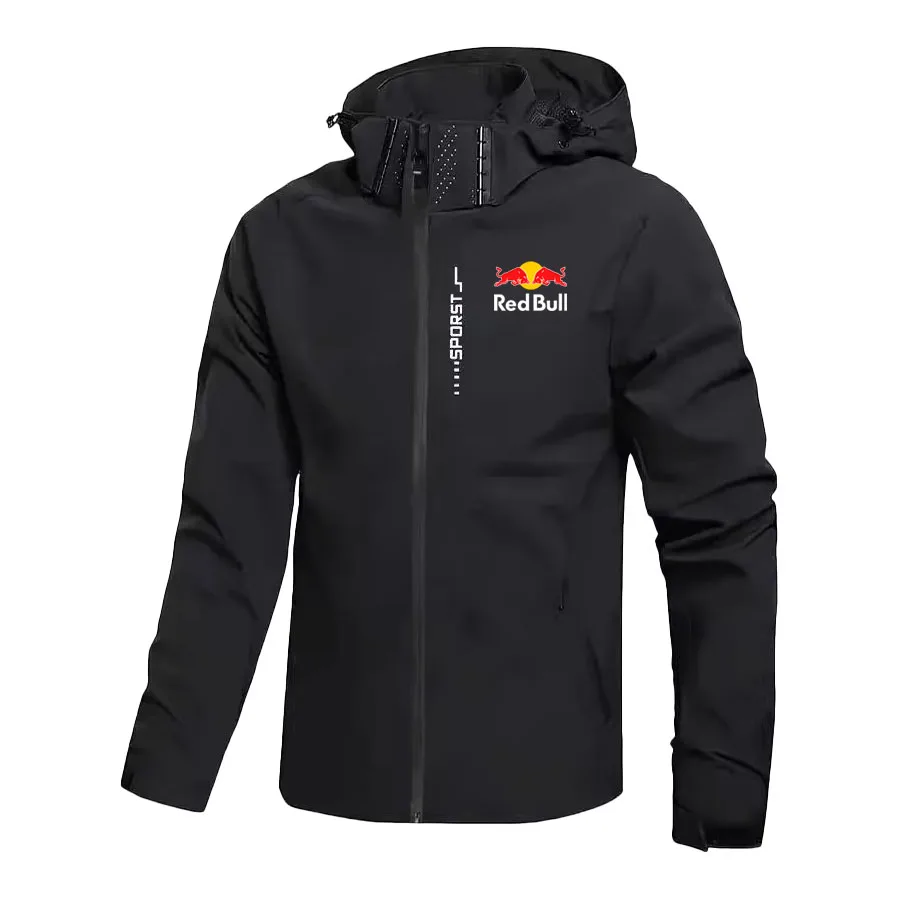 Red Bull Logo Men's Lightweight Hooded Jacket Outdoor