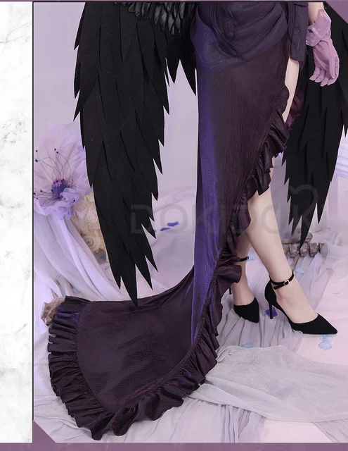 Anime overlord temporada 4 albedo cosplay peruca roxo cabelo longo branco  headwear misericordioso puro-branco diabo