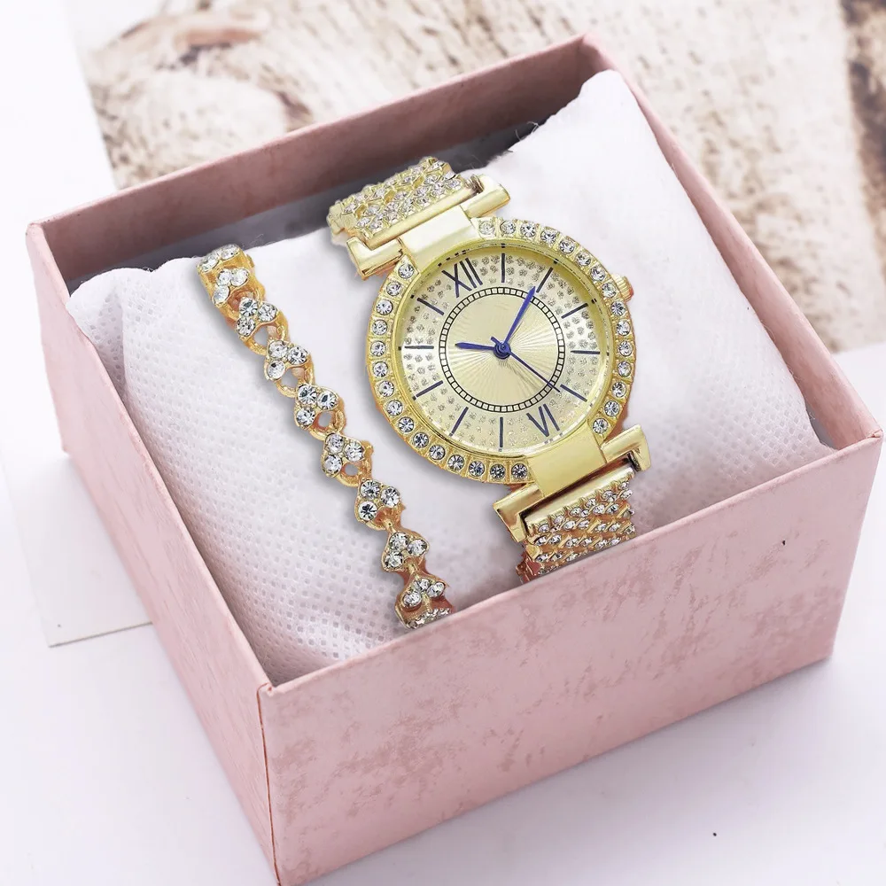 

2022 Ladies Watch Diamond Bracelet Light Luxury Watch Set Watches Ladies Reloj De Señoras