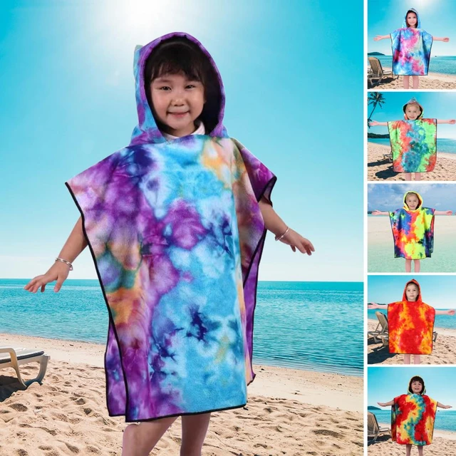 Albornoz de microfibra para niños, Poncho de playa con capucha, toallas de  Surf, secado rápido - AliExpress