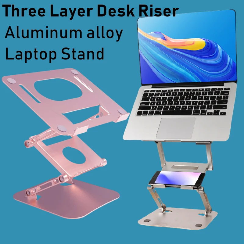 9-Adjustable Height Laptop Riser Laptop Air-Ventilation Laptop Holder for Notebook RGB Laptop Stand Tablet 