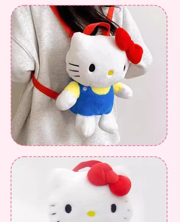 Original Anime Sanrio Hello Kitty Plüsch-Rucksack Kawaii Stofftier Cartoon Schultasche für Mädchen Kinder Geburtstagsgeschenk – Detail 8
