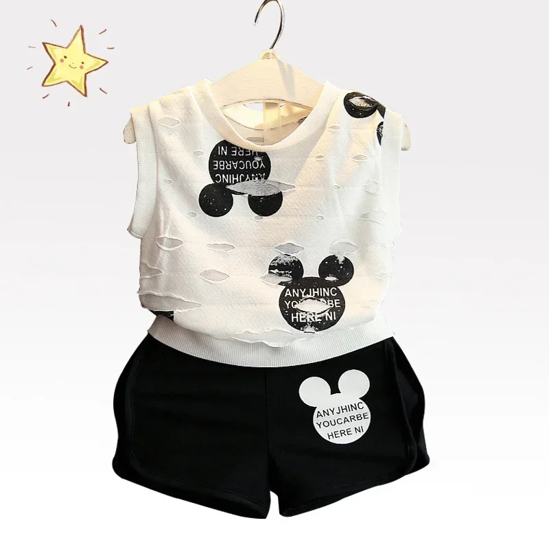 Girls Clothes Summer Style Boys Baby Girls Clothing Sets Cartoon Print T-shirt Short 2Pcs for Kids Clothes 3-7Y Children