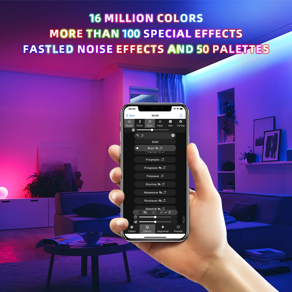 DOMRAEM WLED Digital Music LED Controller with Mic & Relay -ESP32 2CH 16A for WS281X/SK6812 (800ICS). Type-C & UART. Alexa/HA.