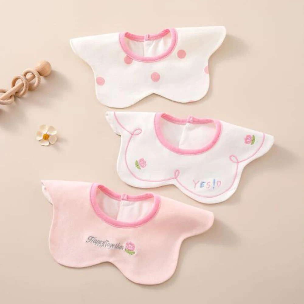 

3 Pieces Baby Eating Bibs Waterproof Round Neck 360 Degree Rotatable Teething Drooling Apron Baby Accessories Newborn Boy Girl