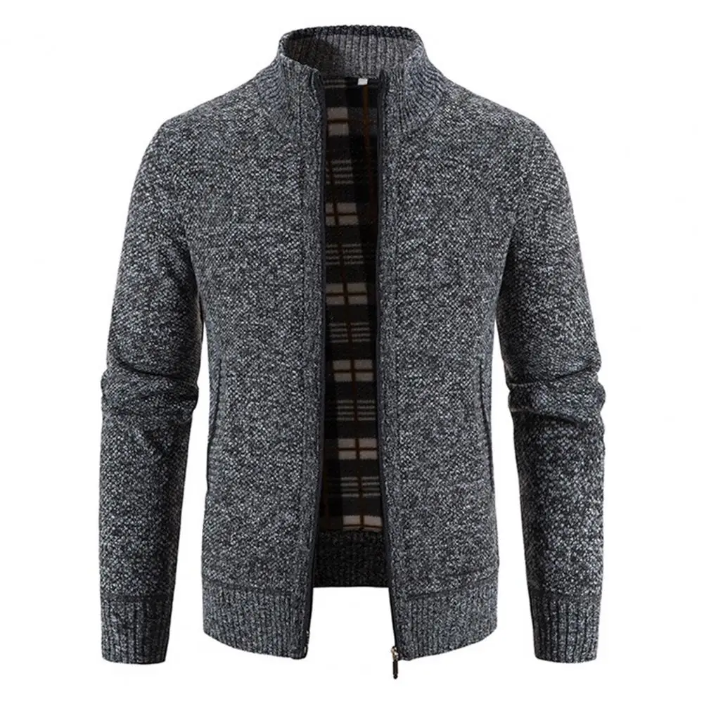 

Men Knit Sweater Stylish Men's Knitted Cardigan Jackets for Fall Winter Outerwear Stand Collar Zipper sueteres para hombre