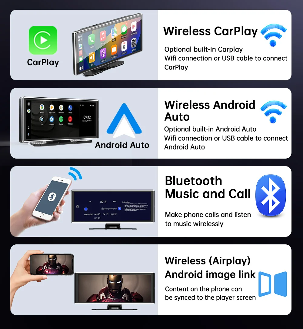 11.26 Inch Car Multimedia Radio Wireless Carplay Android Auto GPS Navigation Video Recorder Dashboard WIFI AUX MP5 Player