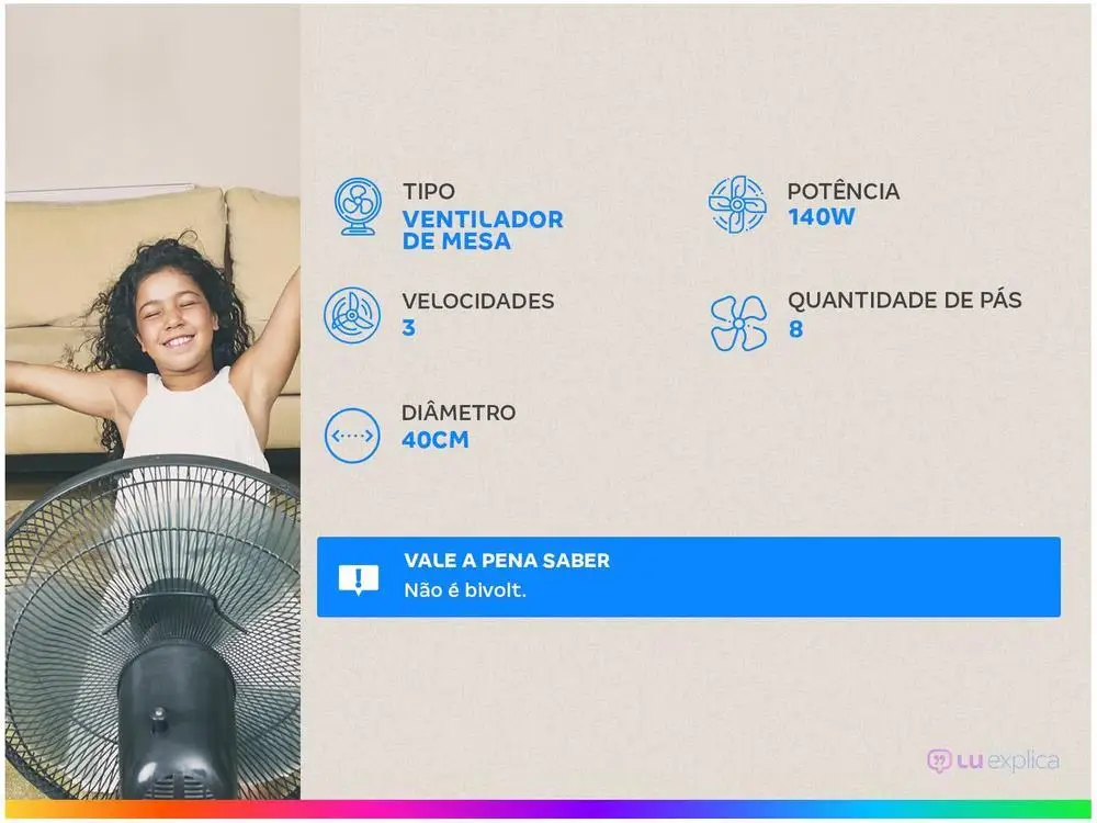 Ventilador de Mesa Mondial Super Turbo VTX-40 Chrome 40cm 8 Pás 3 Velocidades - 110V 2