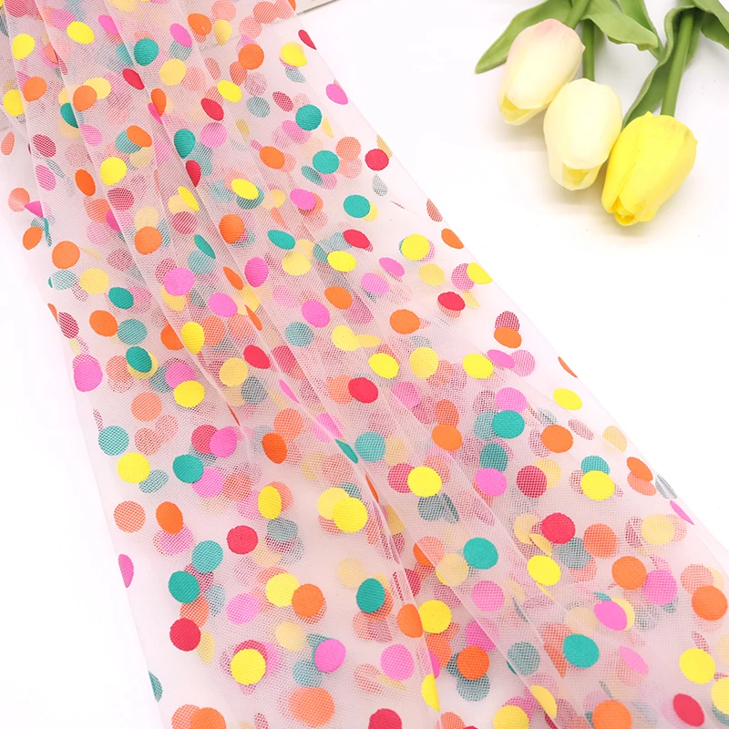 Tulle Confetti Dot Collection, Pink Tulle Fabric