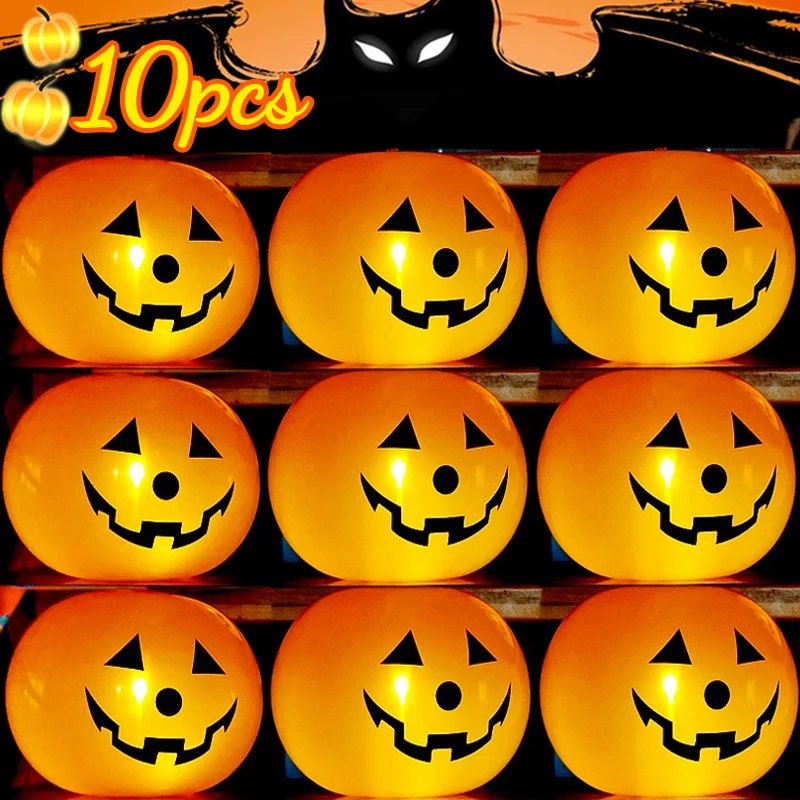 1/10PCS Halloween Glowing Latex Balloons 10inch Pumpkin LED Lights Trick Or Treat Kids Gifts Halloween Party Decoration Supplies